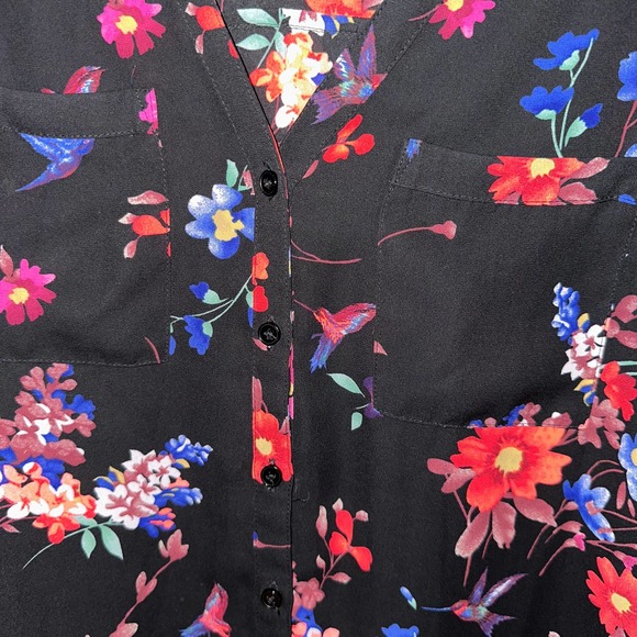 EXPRESS BLACK WITH VIBRANT MULTICOLOR FLORAL 2 POCKETS SMALL - Picture 4 of 4